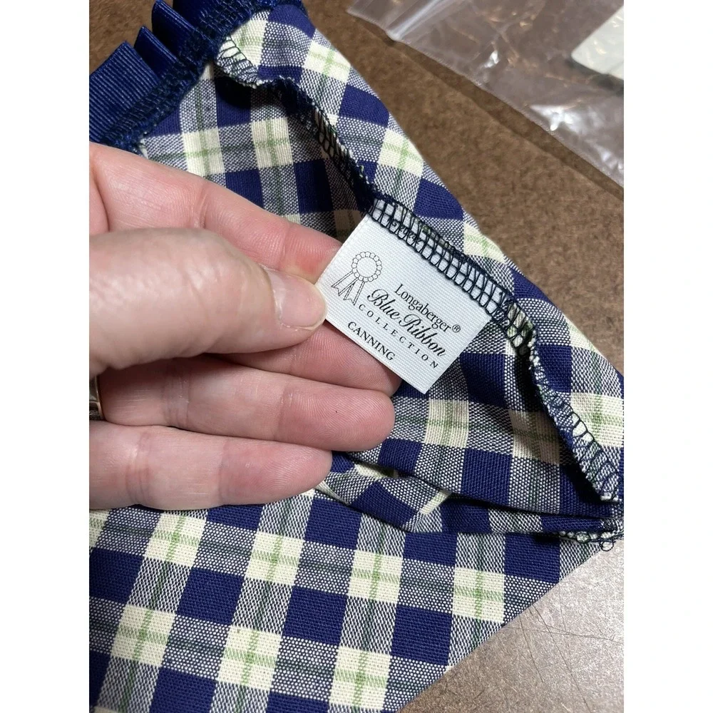 Longaberger Basket Liner Blue Ribbon Plaid Liner Canning Basket Liner